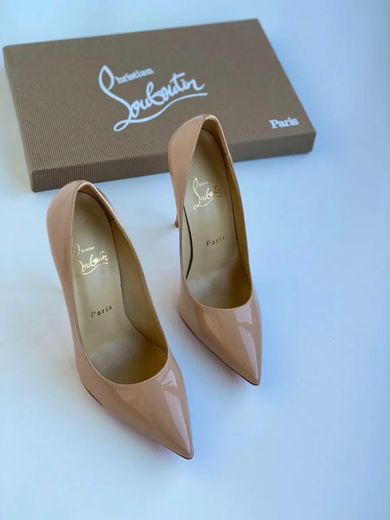 Бежевые туфли лодочки Лабутены Louboutin So Kate 10 12 см туфлі бежеві — фото 5