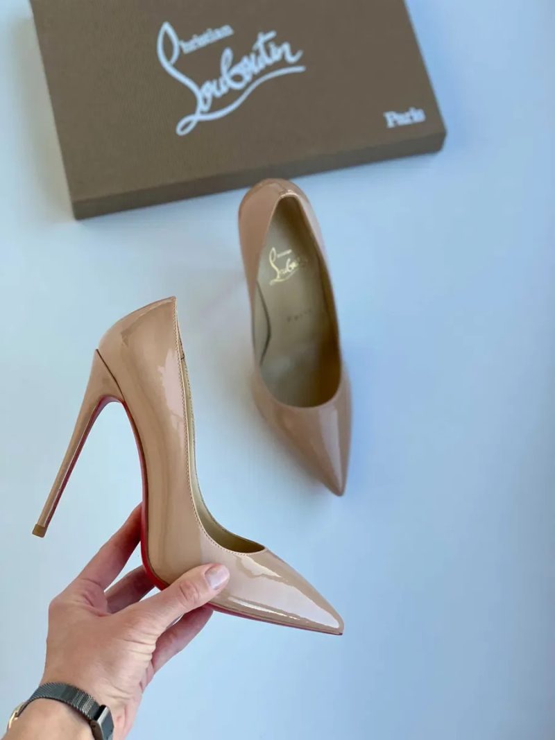 Бежевые туфли лодочки Лабутены Louboutin So Kate 10 12 см туфлі бежеві — фото 6