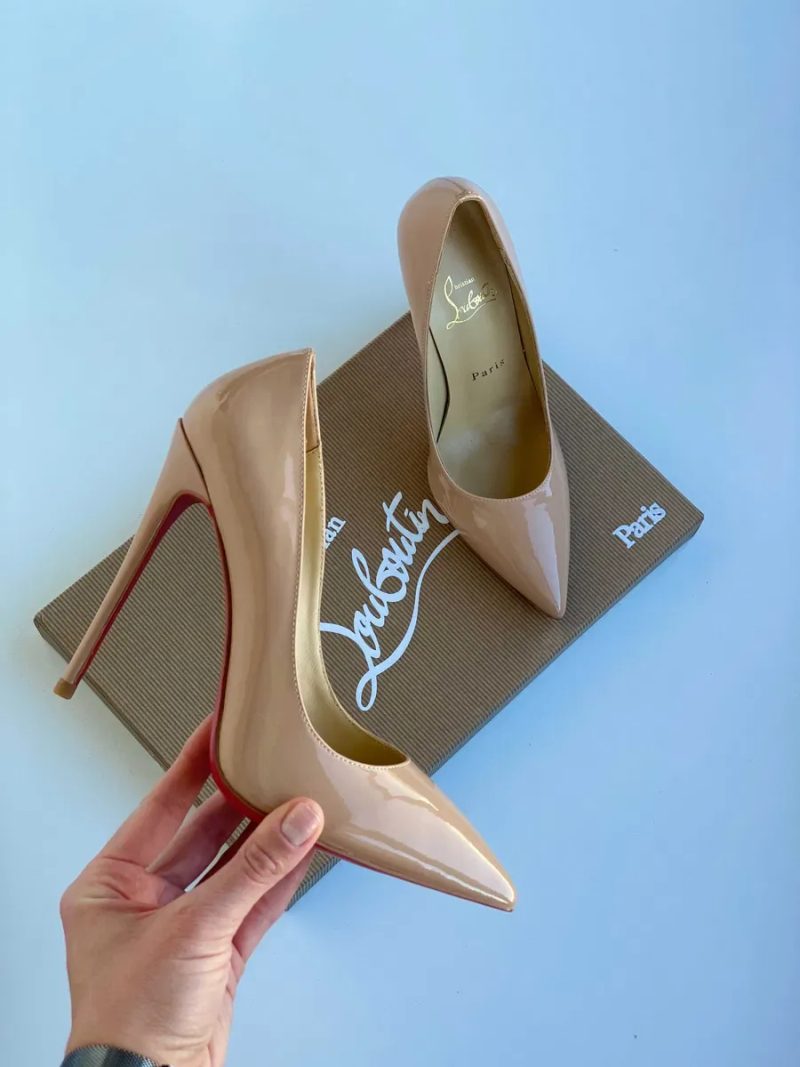 Бежевые туфли лодочки Лабутены Louboutin So Kate 10 12 см туфлі бежеві — фото 7
