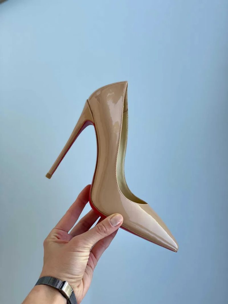 Бежевые туфли лодочки Лабутены Louboutin So Kate 10 12 см туфлі бежеві — фото 8