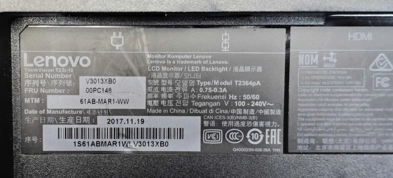 Безрамковий монітор 23" Lenovo ThinkVision T23i-10 1920x1080 IPS 8Bit — фото 7