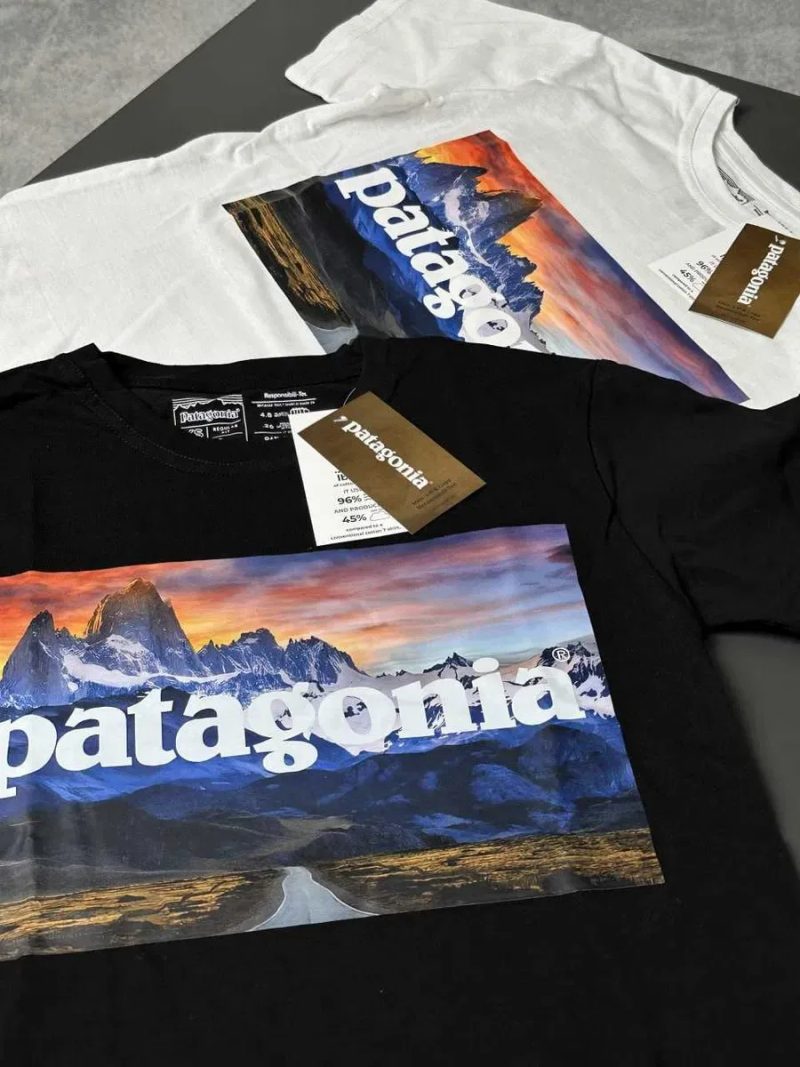BIG Logo • Новая Футболка PATAGONIA • Чорна / Біла • Патагония Forest • XS-XXL — фото 4