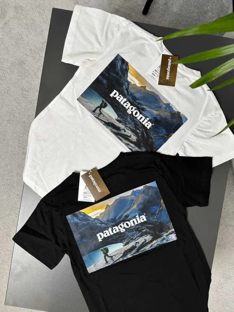BIG Logo • Новая Футболка PATAGONIA • Чорна / Біла • Патагония Forest • XS-XXL — фото 5