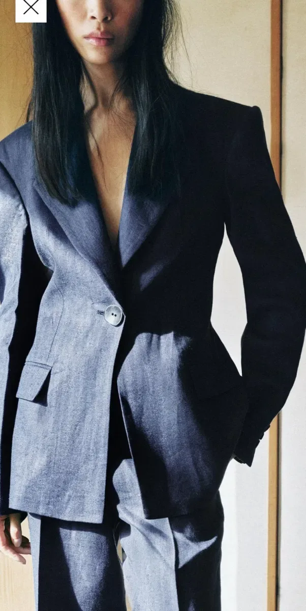 Блейзер 100%лен  приталений у ялинку Zara новий в упаковці з бірками — фото 2