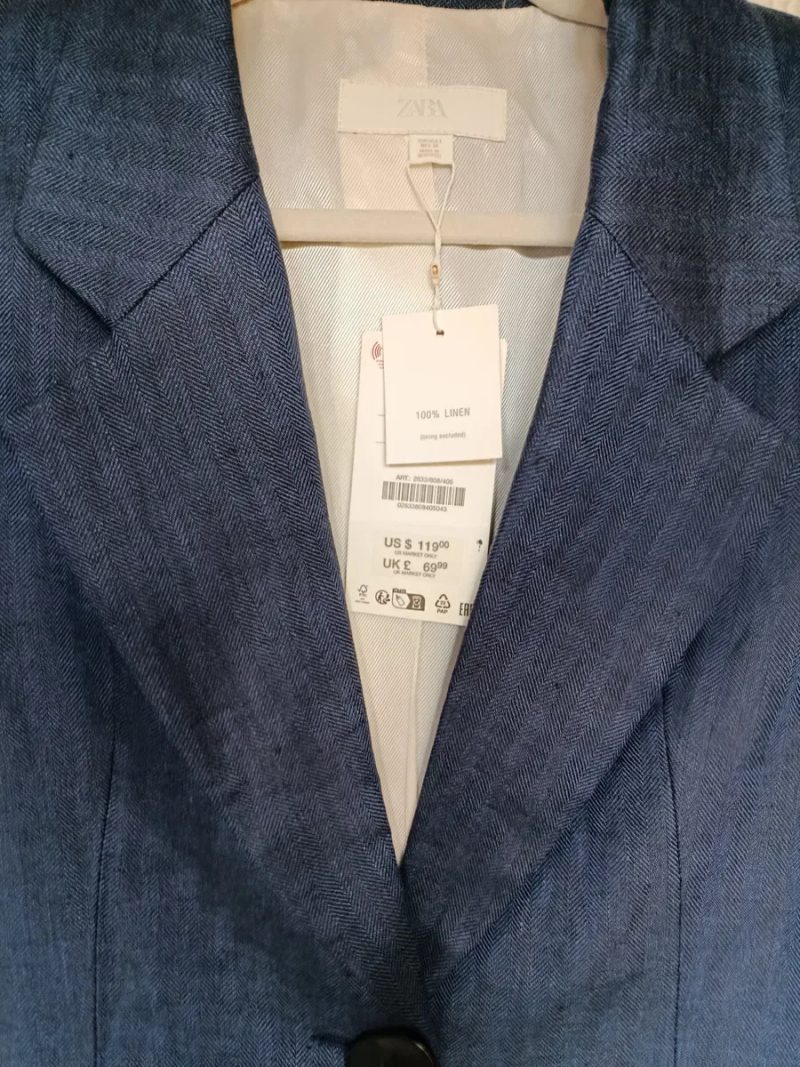 Блейзер 100%лен  приталений у ялинку Zara новий в упаковці з бірками — фото 7