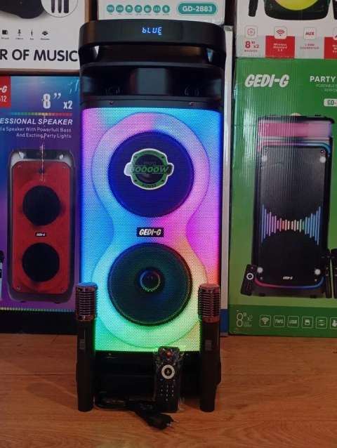 Блютуз караоке акустика Gedi-58(SD,USB,FM) пультДУ, 2микрофона