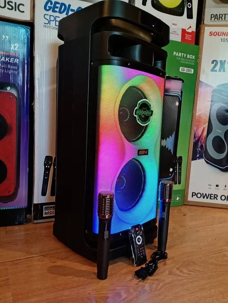 Блютуз караоке акустика Gedi-58(SD,USB,FM) пультДУ, 2микрофона — фото 5