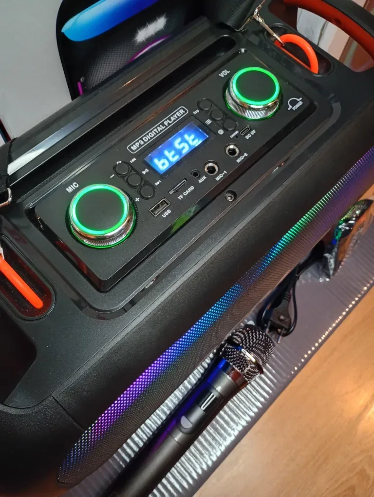 Блютуз караоке акустика Temeisheng-02(SD,USB, FM) ПультДУ,микрофон — фото 2