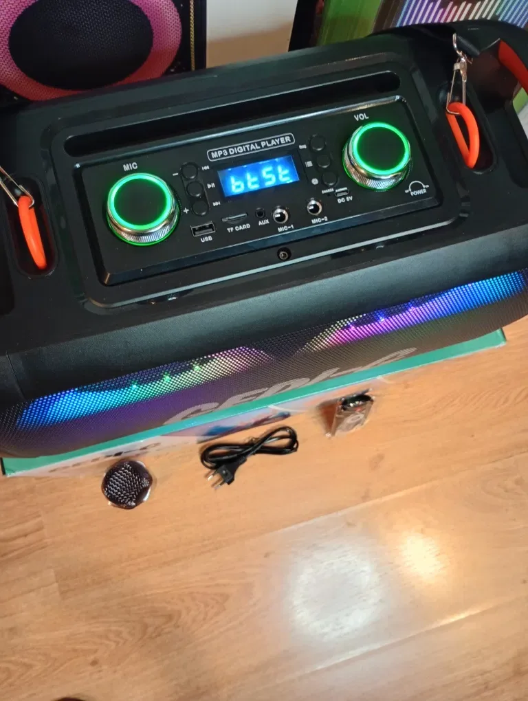 Блютуз караоке акустика Temeisheng-02(SD,USB, FM) ПультДУ,микрофон — фото 4