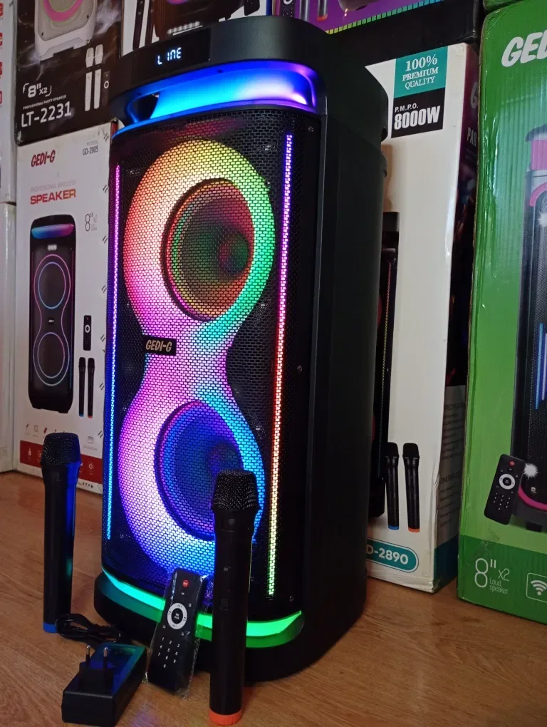 Блютуз караоке акустика Temeisheng-38D(SD,USB,FM)пультДУ, 2микрофона — фото 2