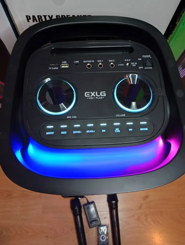 Блютуз караоке акустика Temeisheng-38D(SD,USB,FM)пультДУ, 2микрофона — фото 3