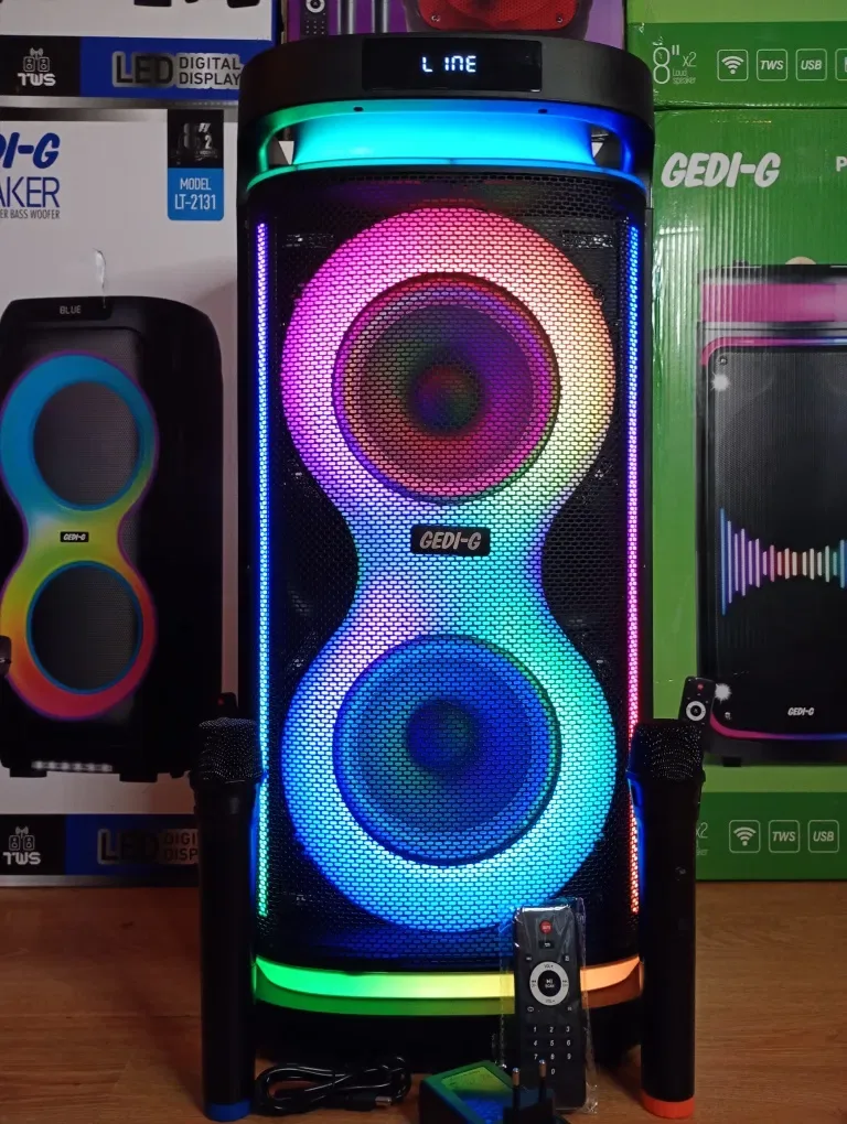 Блютуз караоке акустика Temeisheng-38D(SD,USB,FM)пультДУ, 2микрофона — фото 4