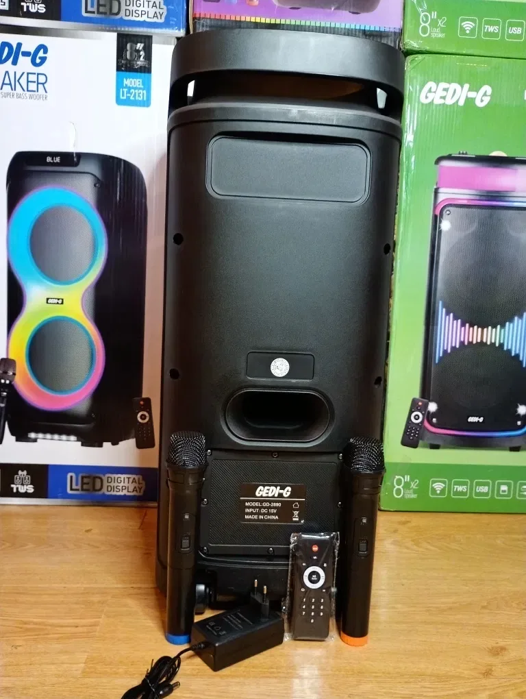 Блютуз караоке акустика Temeisheng-38D(SD,USB,FM)пультДУ, 2микрофона — фото 7