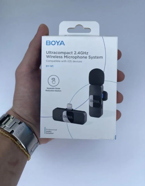 BOYA BY-V1 — новий бездротовий петличний мікрофон для IPhone/Android (Type-C / Lightning) для відео, блогів, стрімів +Гарантія