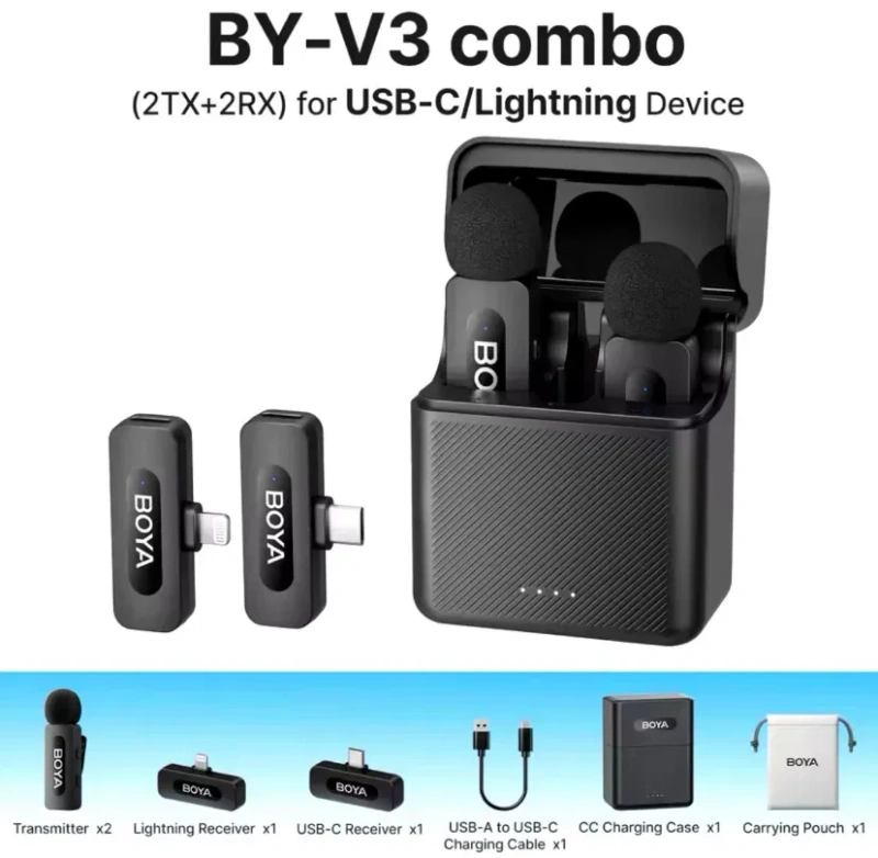 BOYA BY-V30 COMBO — бездротовий петличний мікрофон для IPhone/Android +кейс для відео, блогів, стрімів +Гарантія — фото 8