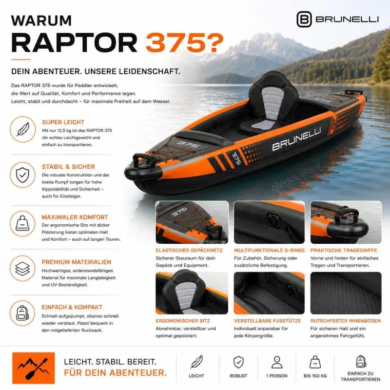 BRUNELLI 375 RAPTOR 100% Дропстіч 1 місце КАЯК Kayak Molveno байдарка SUP САП дошка 2 шари слоя доска надувна Aqua Marina Tomahawk AIR C K AquaMarina — фото 6