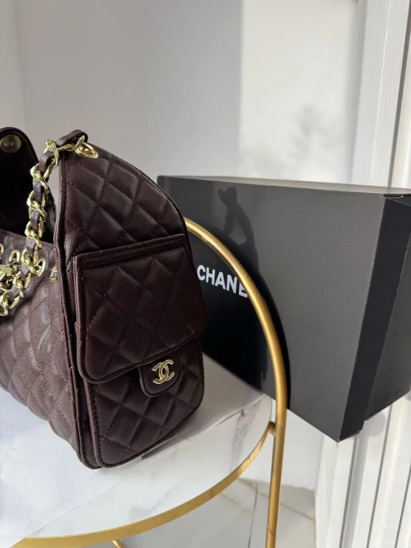 Chanel hobo lux 25 шоколад люкс якість пакування, живі фото,відео — фото 2
