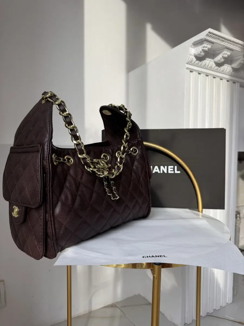 Chanel hobo lux 25 шоколад люкс якість пакування, живі фото,відео — фото 4