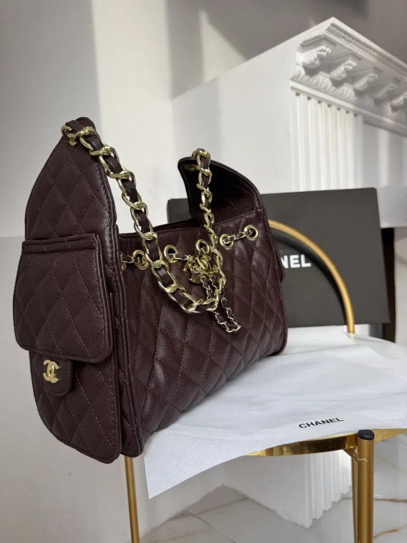 Chanel hobo lux 25 шоколад люкс якість пакування, живі фото,відео — фото 6
