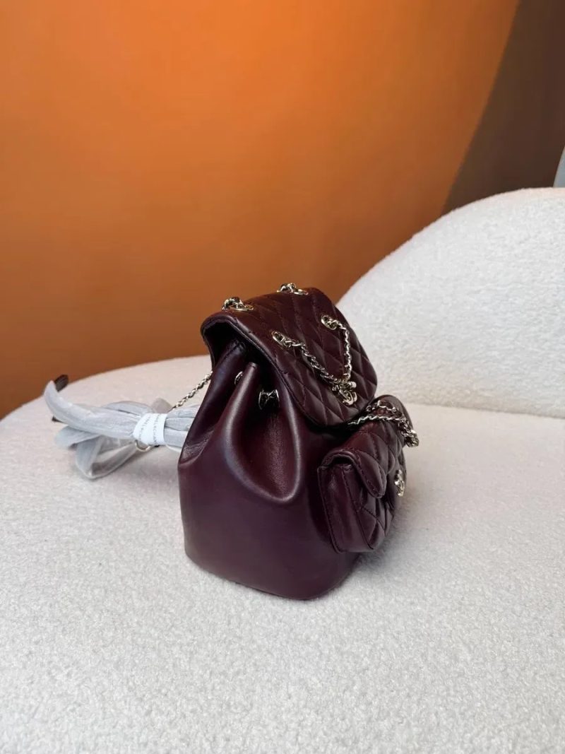 Chanel Mini Backpack Dark Burgundy Lambskin with Silver-Tone Meta / Chanel Mini Backpack / жіночий рюкзак / рюкзак Шанель — фото 5
