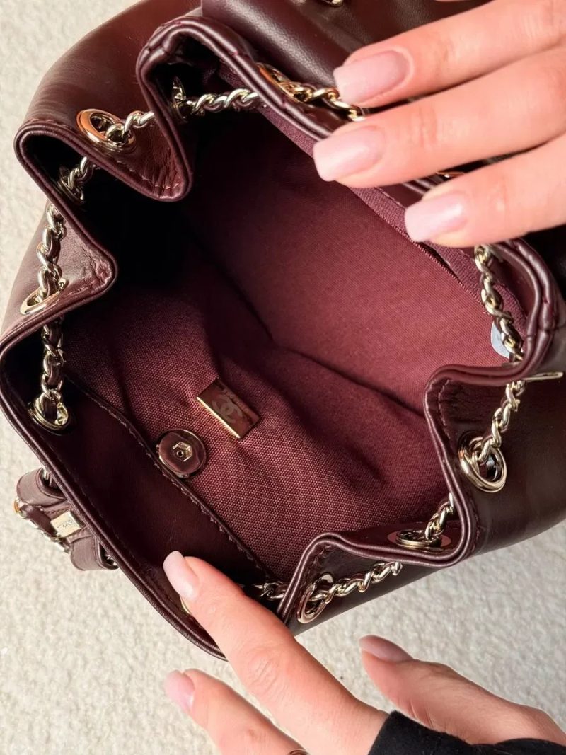 Chanel Mini Backpack Dark Burgundy Lambskin with Silver-Tone Meta / Chanel Mini Backpack / жіночий рюкзак / рюкзак Шанель — фото 6