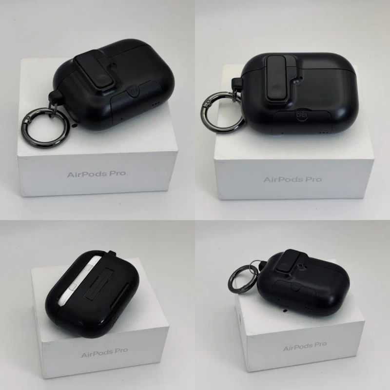 Чехол на AirPods Pro 3 Grey, AirPods 4 Green, AirPods Pro 2, противоударный, максимальная защита от падения, открывается кнопкой — фото 2