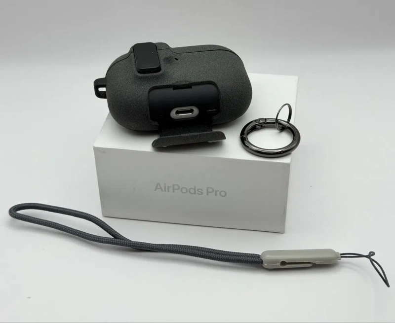 Чехол на AirPods Pro 3 Grey, AirPods 4 Green, AirPods Pro 2, противоударный, максимальная защита от падения, открывается кнопкой — фото 6