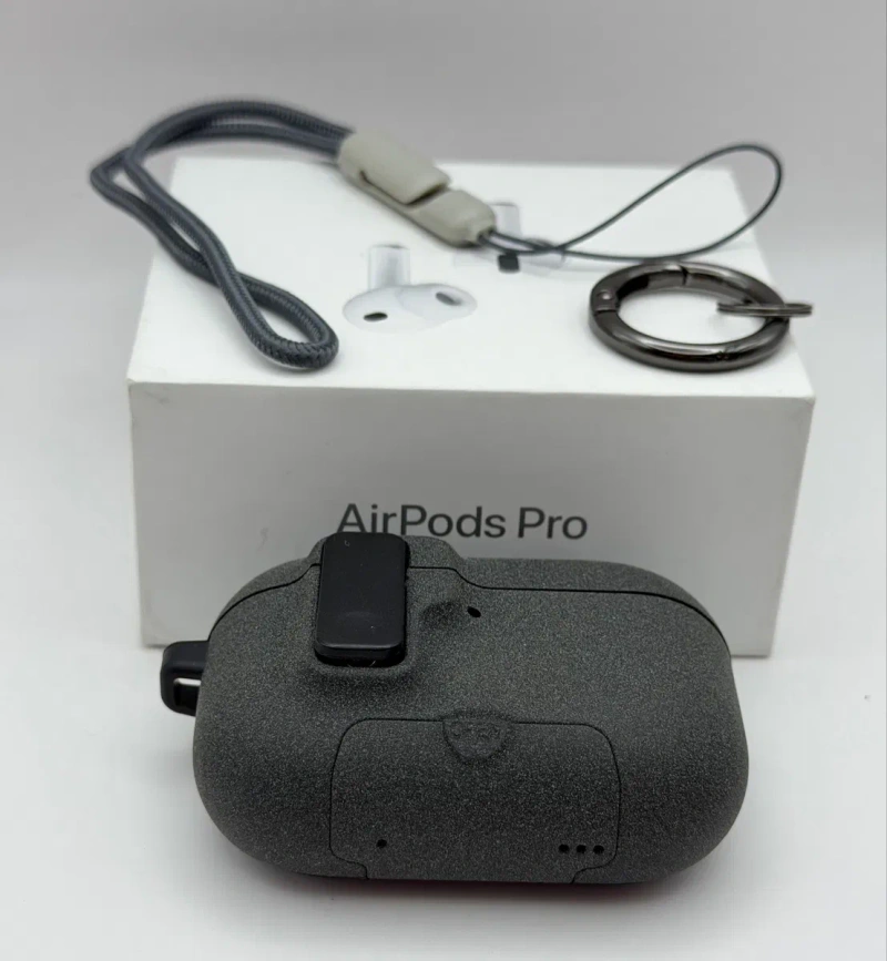 Чехол на AirPods Pro 3 Grey, AirPods 4 Green, AirPods Pro 2, противоударный, максимальная защита от падения, открывается кнопкой — фото 7