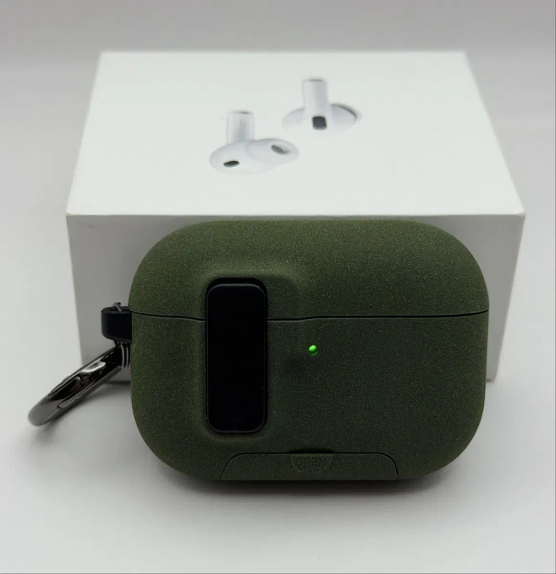Чехол на AirPods Pro 3 Grey, AirPods 4 Green, AirPods Pro 2, противоударный, максимальная защита от падения, открывается кнопкой — фото 8