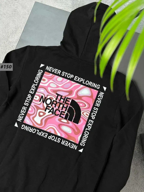 Черное Худи THE NORTH FACE PinkBox — TNF Розовый Квадрат Большой Принт — Толстовка ТНФ