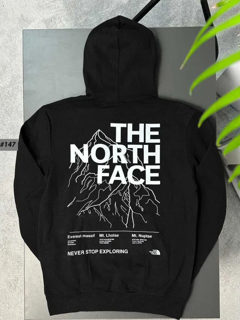 Черное Худи THE NORTH FACE PinkBox  — TNF Розовый Квадрат Большой Принт — Толстовка ТНФ — фото 2