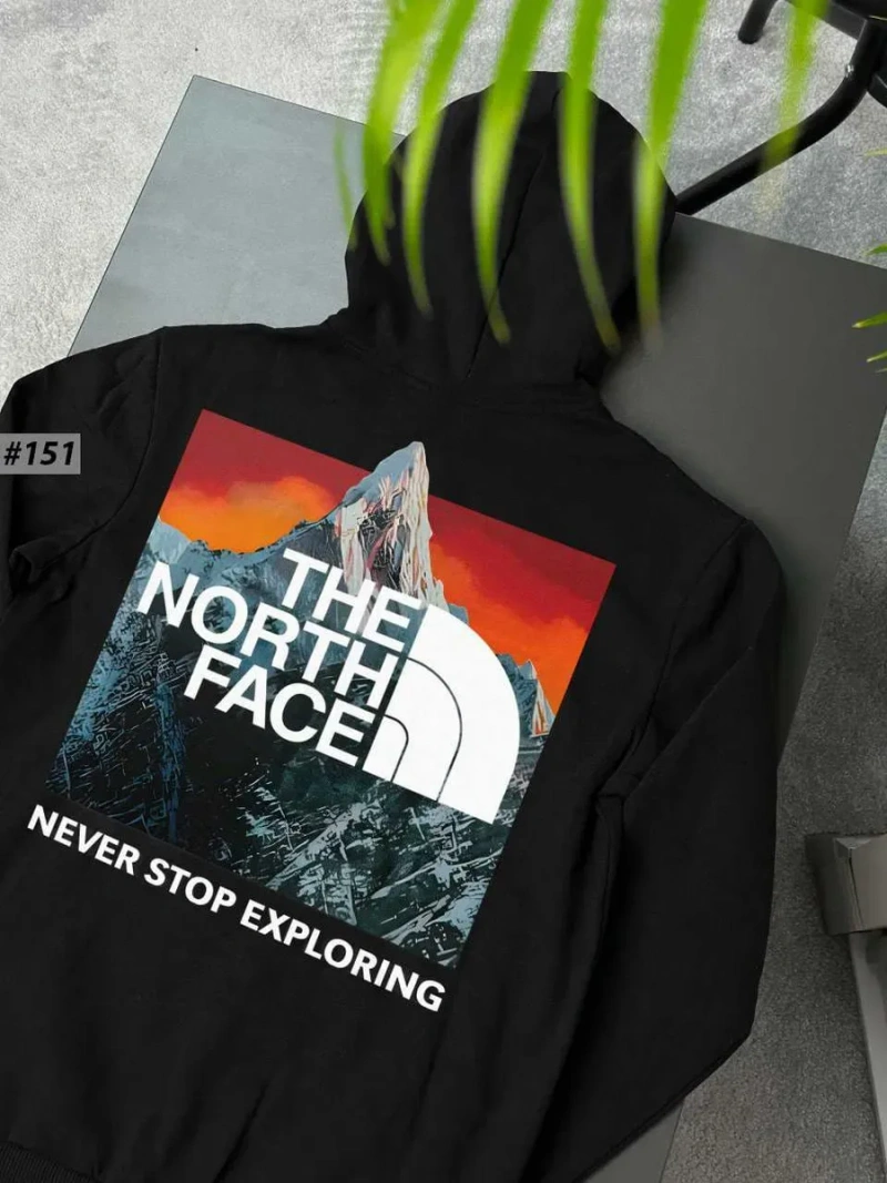 Черное Худи THE NORTH FACE PinkBox  — TNF Розовый Квадрат Большой Принт — Толстовка ТНФ — фото 4