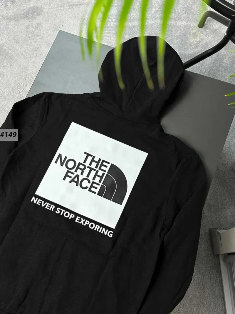 Черное Худи THE NORTH FACE PinkBox  — TNF Розовый Квадрат Большой Принт — Толстовка ТНФ — фото 5