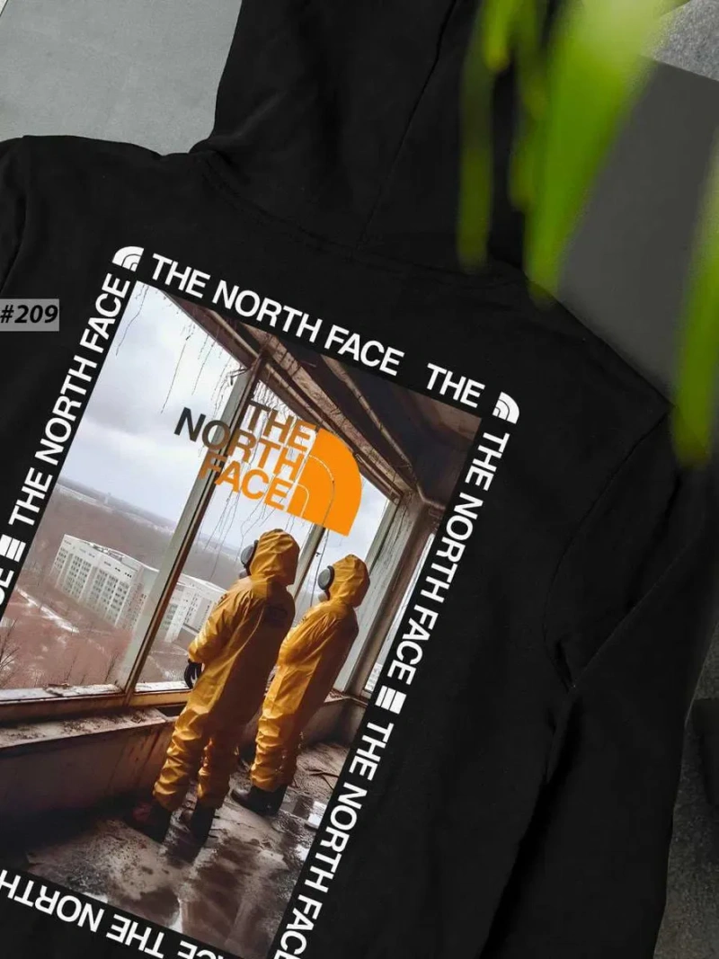Черное Худи THE NORTH FACE PinkBox  — TNF Розовый Квадрат Большой Принт — Толстовка ТНФ — фото 6