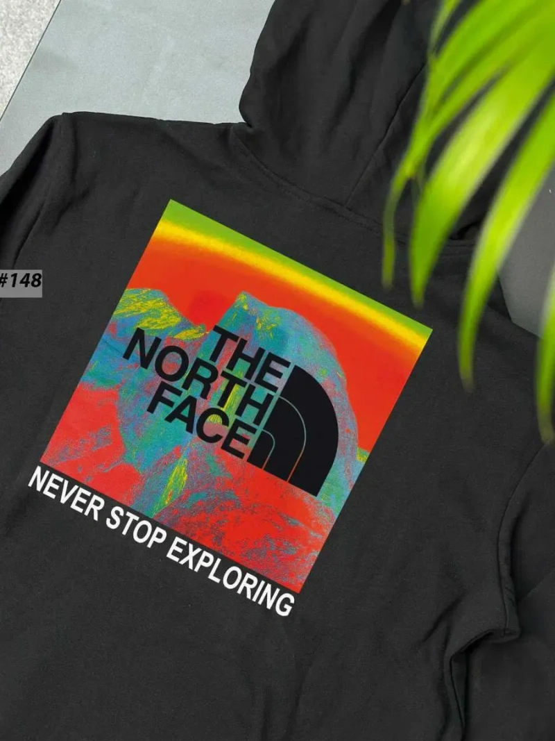 Черное Худи THE NORTH FACE PinkBox  — TNF Розовый Квадрат Большой Принт — Толстовка ТНФ — фото 8