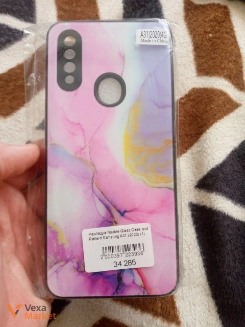 Чохол для Samsung A31 (2020) зі склом та мармуровим візерунком