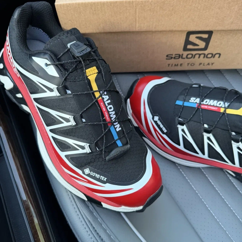 Чоловічі осіні зимові термо кросівки саломон вологостійкі  Salomon XT6 Gore Tex black red  premium — фото 2