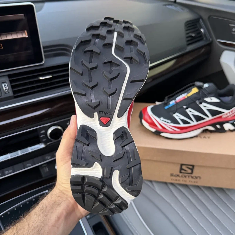 Чоловічі осіні зимові термо кросівки саломон вологостійкі  Salomon XT6 Gore Tex black red  premium — фото 4