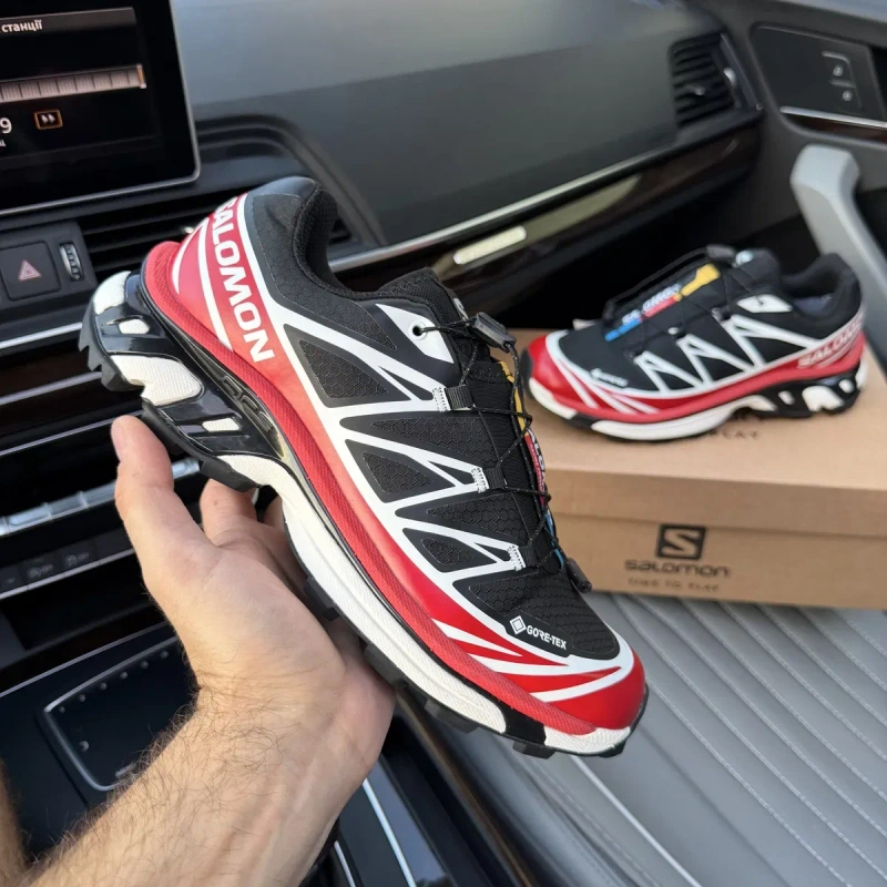 Чоловічі осіні зимові термо кросівки саломон вологостійкі  Salomon XT6 Gore Tex black red  premium — фото 8