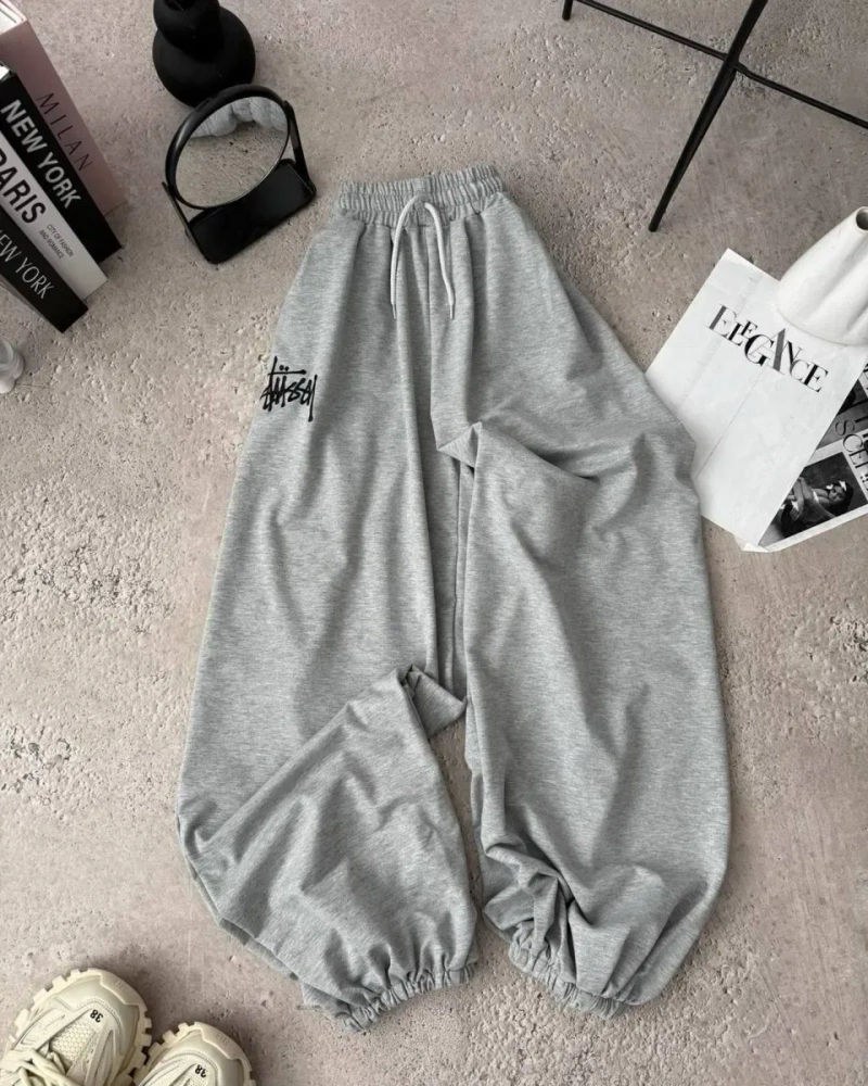Чоловічі—Жіночі штани Stussy /Стасси /Стуси Oversize з вишитим лого — фото 3