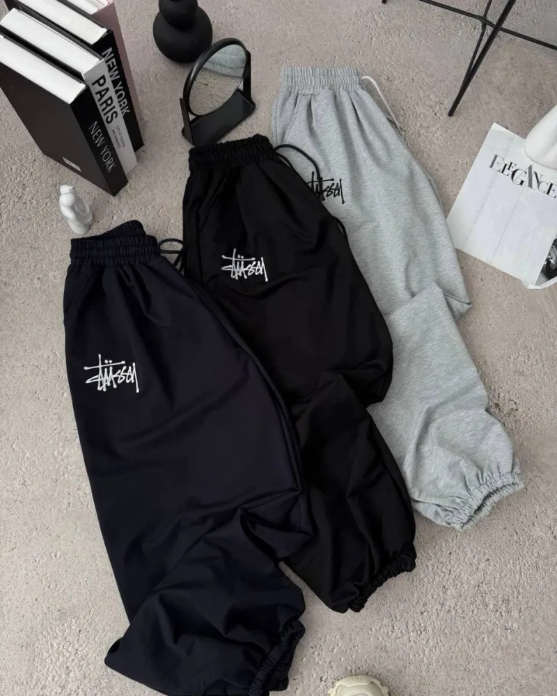Чоловічі—Жіночі штани Stussy /Стасси /Стуси Oversize з вишитим лого — фото 5