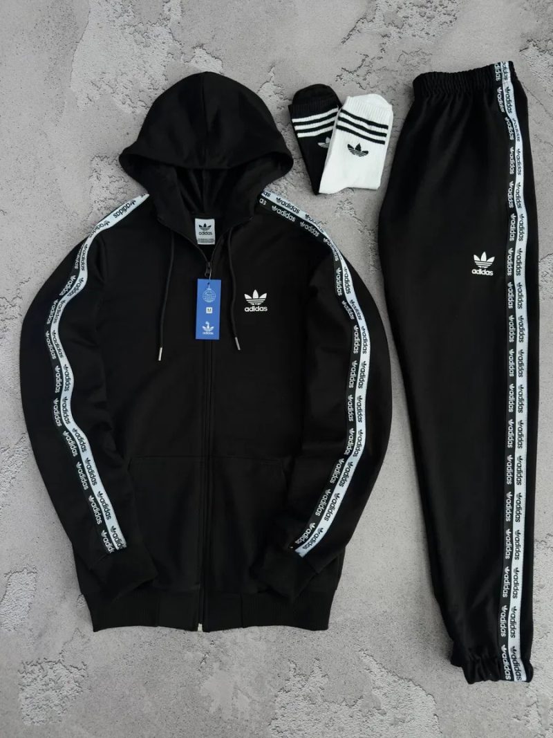Чоловічий спортивний костюм адідас сірий/чорний Adidas [S,M,L,XL,XXL] + шкарпетки в подарунок! — фото 2