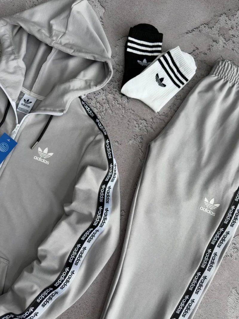 Чоловічий спортивний костюм адідас сірий/чорний Adidas [S,M,L,XL,XXL] + шкарпетки в подарунок! — фото 3