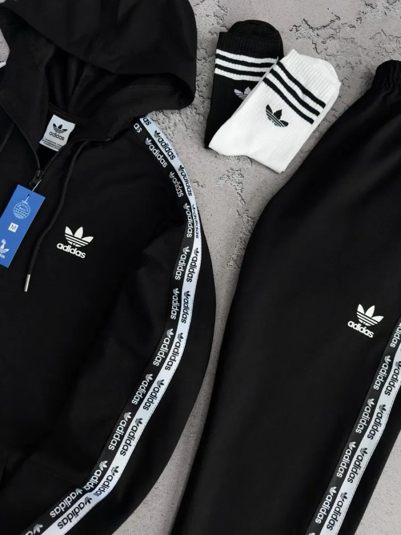 Чоловічий спортивний костюм адідас сірий/чорний Adidas [S,M,L,XL,XXL] + шкарпетки в подарунок! — фото 6