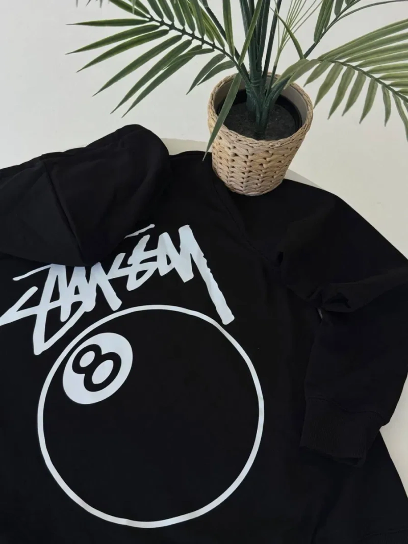 Чорне худі Stussy 8 ball/ біла кофта стуссі / светр стюссі з лого — фото 3