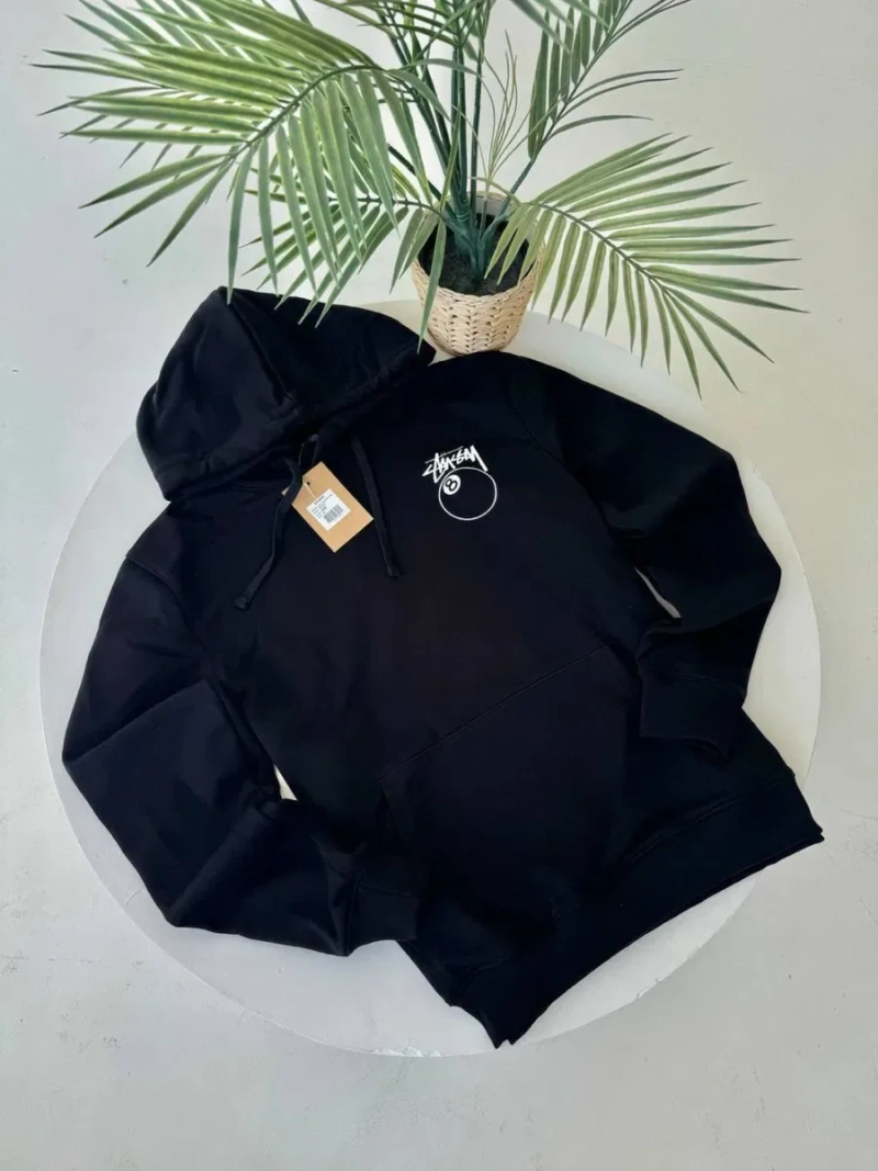 Чорне худі Stussy 8 ball/ біла кофта стуссі / светр стюссі з лого — фото 4