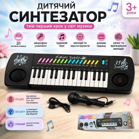 Дитяче піаніно синтезатор 3128 B USB шнур,детское пианино синтезатор игрушечное пианино игрушечный синтезатор іграшкове піаніно іграшковий синтезатор