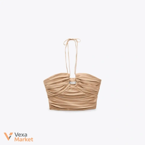 Ефектний топ з драпуванням Zara нюдовий S