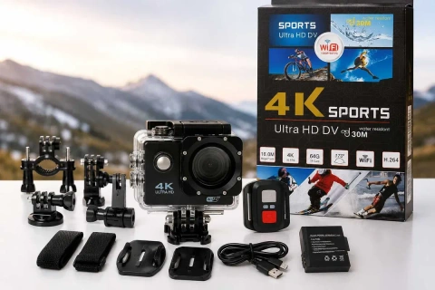 Экшн-камера 4K Sports Ultra HD DV WiFi 16 МП водонепроницаемая до 30 м