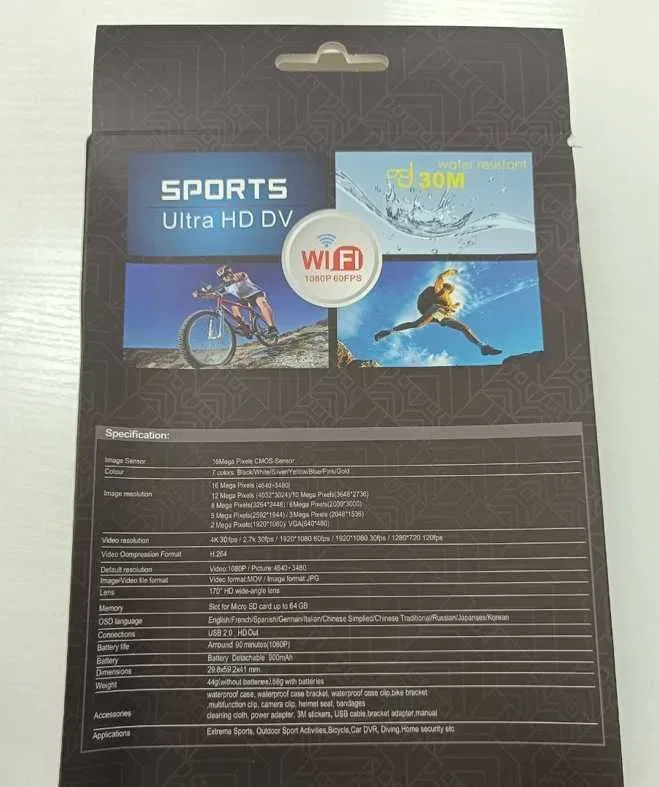 Екшн-камера водозахисна 4K Ultra HD Wi-Fi 170° з пультом і кріпленнями — фото 6